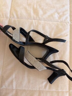 Mossimo Supply Co. Black Strappy Heels with Rhinestone Band